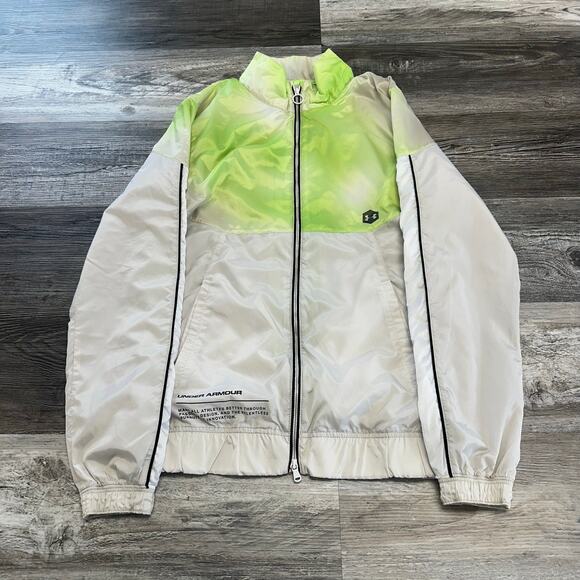 Under Armour UA Always On Recovery White Green Mens S Track Jacket Windproof - Picture 1 of 11